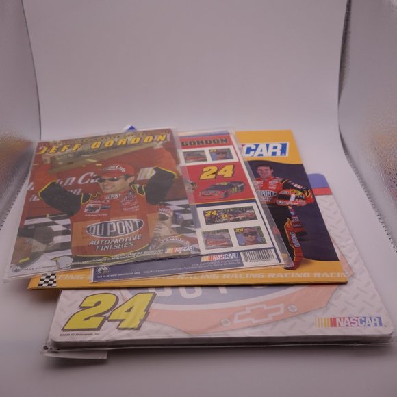 NASCAR Jeff Gordon 24 Stamp Stickers & Memo Mouse Pad & Racing with NASCAR Book - Picture 1 of 14
